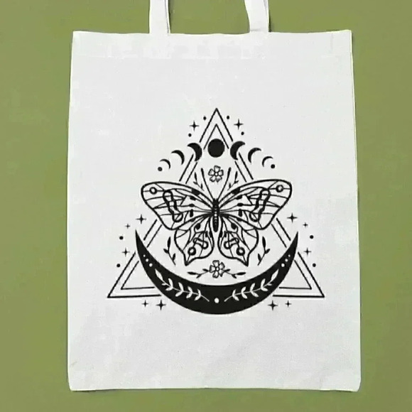 natalythyme Handbags - Boho butterfly  moon recycled canvas tote bag